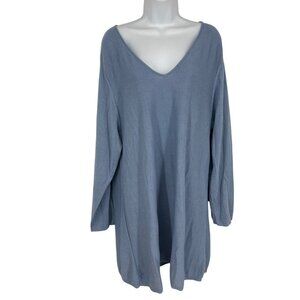 J. Jill Womens Light Blue V-Neck Long Sleeve Lightweight Sweater Tunic Size XL